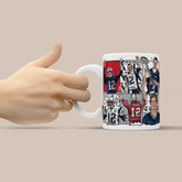 Tom Brady Iconic GOAT NFL Moments 3D Doodle Art - 11oz Ceramic Mug